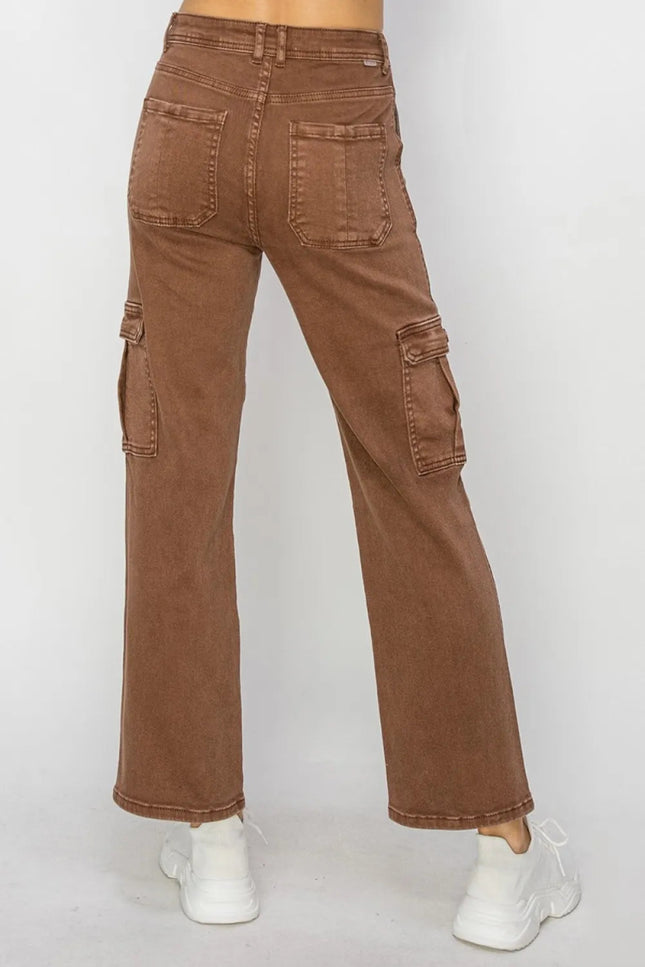 Risen Full Size High Rise Cargo Jeans - THE AMERICAN BLUE