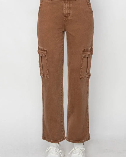 Risen Full Size High Rise Cargo Jeans - THE AMERICAN BLUE