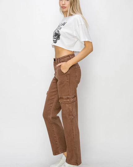 Risen Full Size High Rise Cargo Jeans - THE AMERICAN BLUE