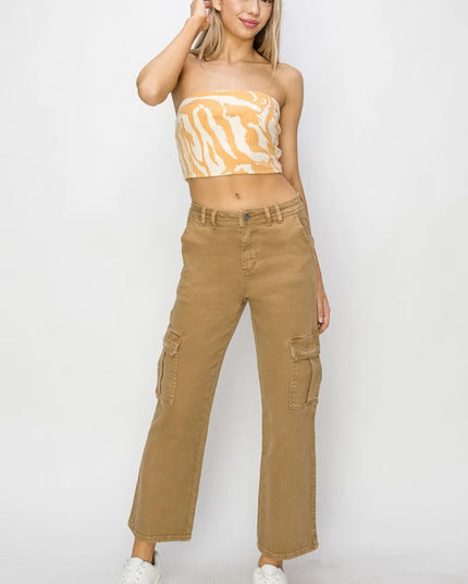 Risen Full Size High Rise Cargo Jeans - THE AMERICAN BLUE