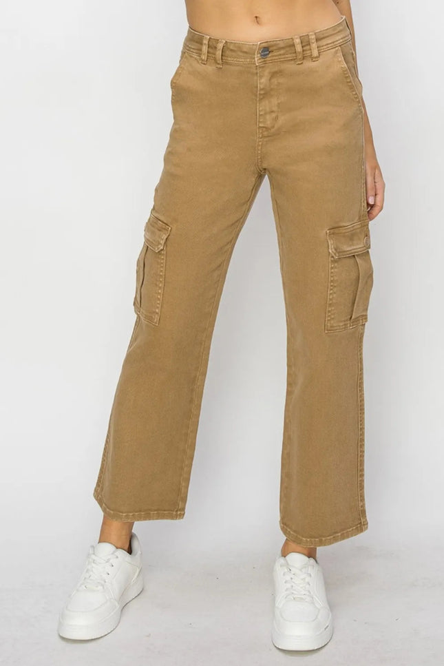 Risen Full Size High Rise Cargo Jeans - THE AMERICAN BLUE