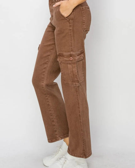 Risen Full Size High Rise Cargo Jeans - THE AMERICAN BLUE