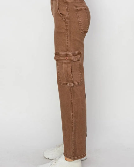 Risen Full Size High Rise Cargo Jeans - THE AMERICAN BLUE