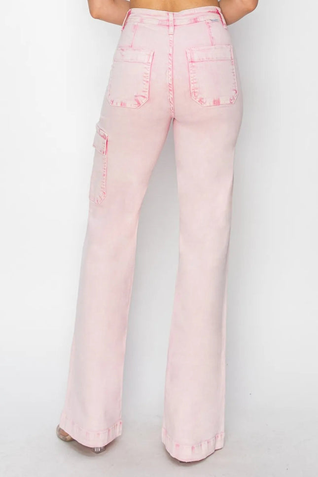 RISEN Full Size High Rise Cargo Pocket Jeans - THE AMERICAN BLUE
