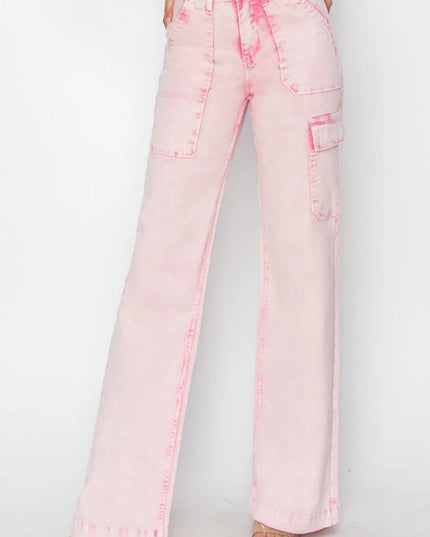 RISEN Full Size High Rise Cargo Pocket Jeans - THE AMERICAN BLUE