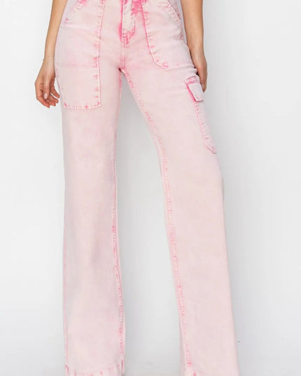 RISEN Full Size High Rise Cargo Pocket Jeans - THE AMERICAN BLUE