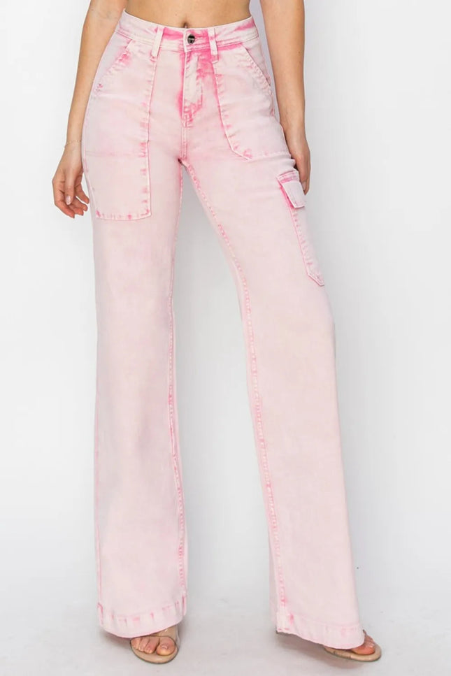 RISEN Full Size High Rise Cargo Pocket Jeans - THE AMERICAN BLUE