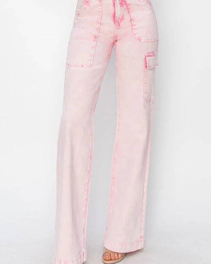 RISEN Full Size High Rise Cargo Pocket Jeans - THE AMERICAN BLUE