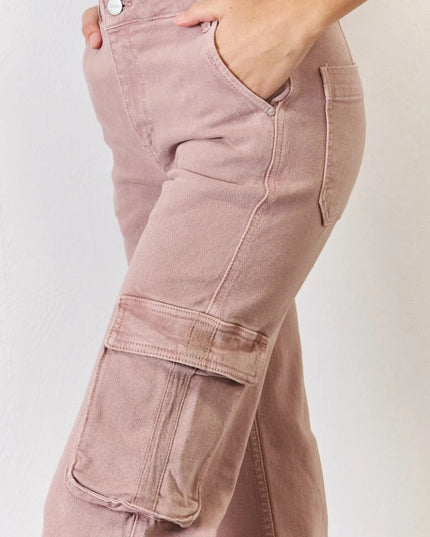 RISEN Full Size High Rise Cargo Wide Leg Jeans - THE AMERICAN BLUE
