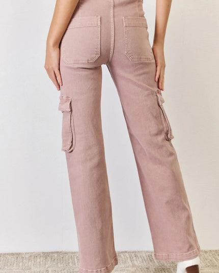 RISEN Full Size High Rise Cargo Wide Leg Jeans - THE AMERICAN BLUE