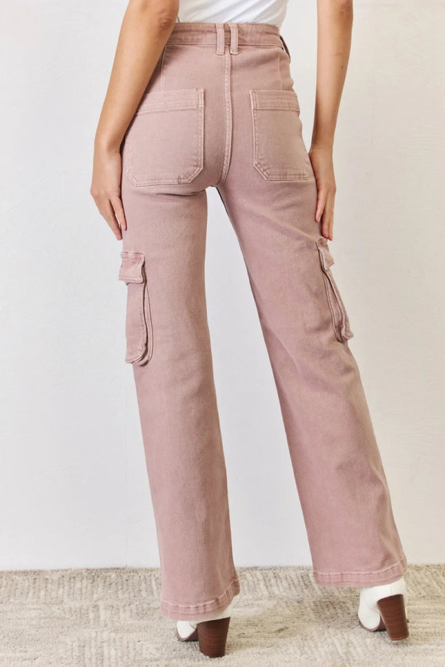 RISEN Full Size High Rise Cargo Wide Leg Jeans - THE AMERICAN BLUE