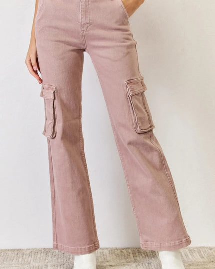 RISEN Full Size High Rise Cargo Wide Leg Jeans - THE AMERICAN BLUE