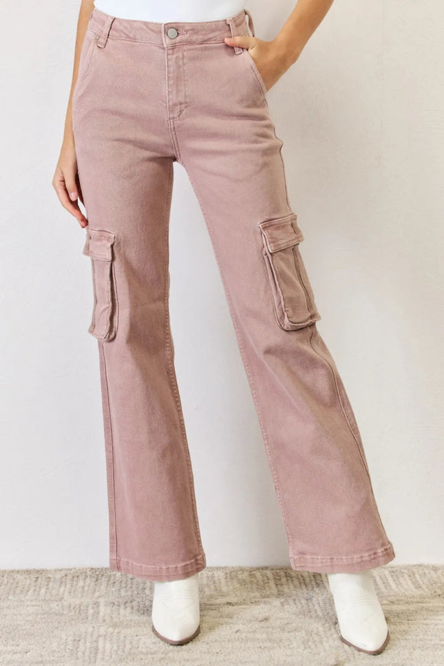 RISEN Full Size High Rise Cargo Wide Leg Jeans - THE AMERICAN BLUE