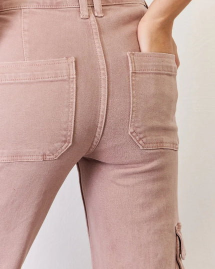 RISEN Full Size High Rise Cargo Wide Leg Jeans - THE AMERICAN BLUE