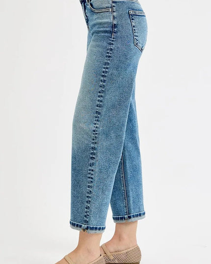 RISEN Full Size High Rise Crop Boyfriend Jeans Plus Size - THE AMERICAN BLUE