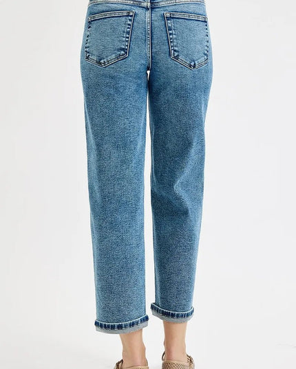 RISEN Full Size High Rise Crop Boyfriend Jeans Plus Size - THE AMERICAN BLUE