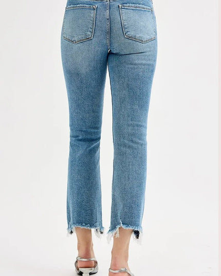 RISEN Full Size High Rise Crop Straight Slim Jeans Plus Size - THE AMERICAN BLUE