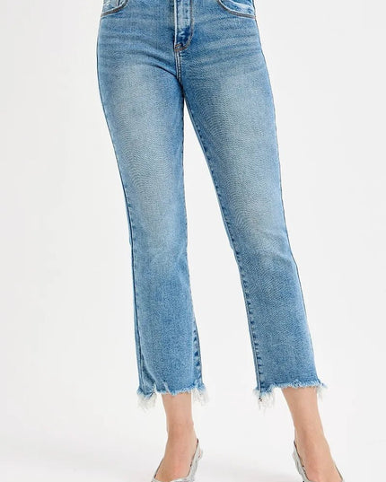 RISEN Full Size High Rise Crop Straight Slim Jeans Plus Size - THE AMERICAN BLUE