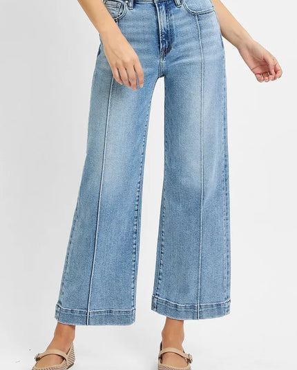 RISEN Full Size High Rise Crop Wide Leg Jeans Plus Size - THE AMERICAN BLUE