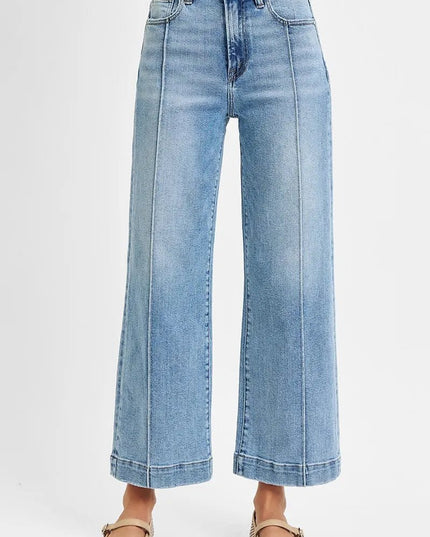 RISEN Full Size High Rise Crop Wide Leg Jeans Plus Size - THE AMERICAN BLUE