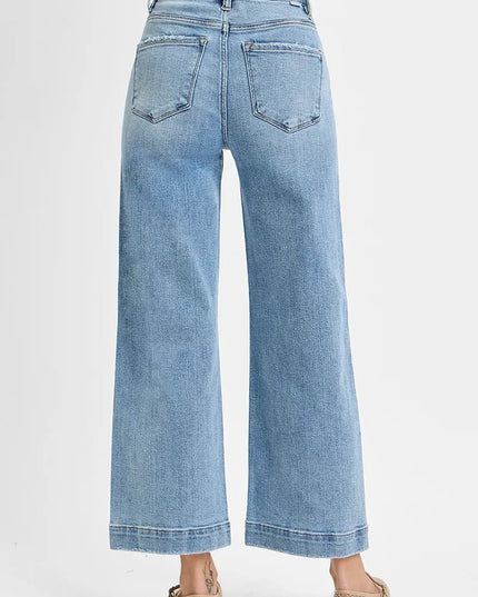RISEN Full Size High Rise Crop Wide Leg Jeans Plus Size - THE AMERICAN BLUE