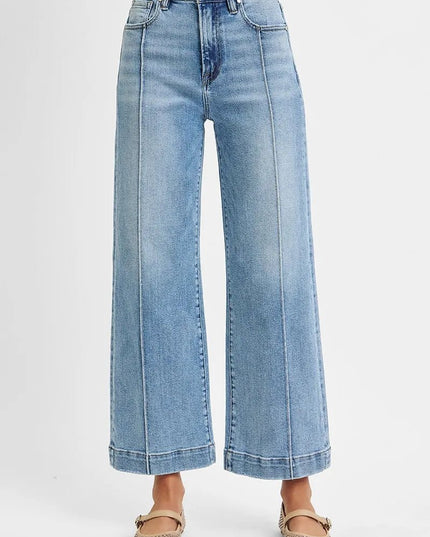 RISEN Full Size High Rise Crop Wide Leg Jeans Plus Size - THE AMERICAN BLUE