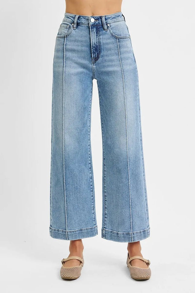 RISEN Full Size High Rise Crop Wide Leg Jeans Plus Size - THE AMERICAN BLUE