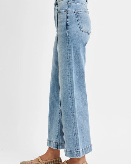 RISEN Full Size High Rise Crop Wide Leg Jeans Plus Size - THE AMERICAN BLUE