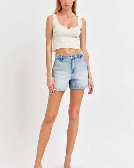 Risen Full Size High Rise Denim Shorts - THE AMERICAN BLUE