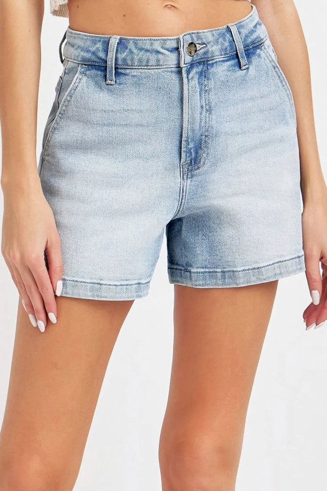 Risen Full Size High Rise Denim Shorts - THE AMERICAN BLUE
