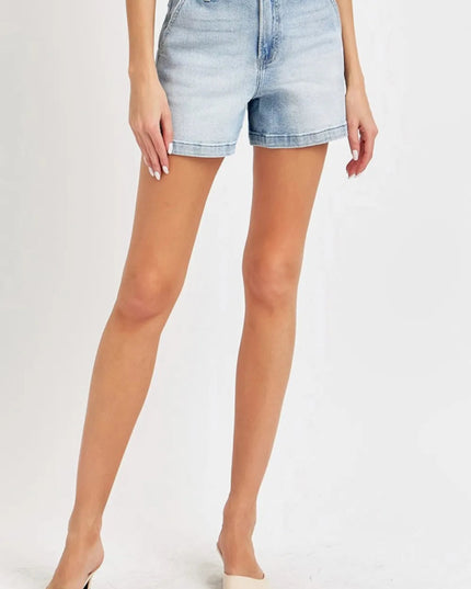 Risen Full Size High Rise Denim Shorts - THE AMERICAN BLUE