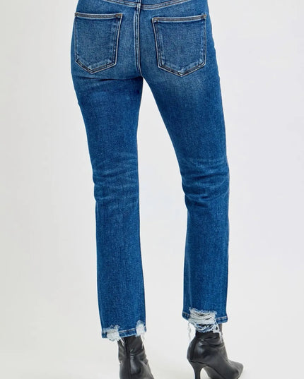 RISEN Full Size High Rise Distressed Crop Straight Jeans - THE AMERICAN BLUE