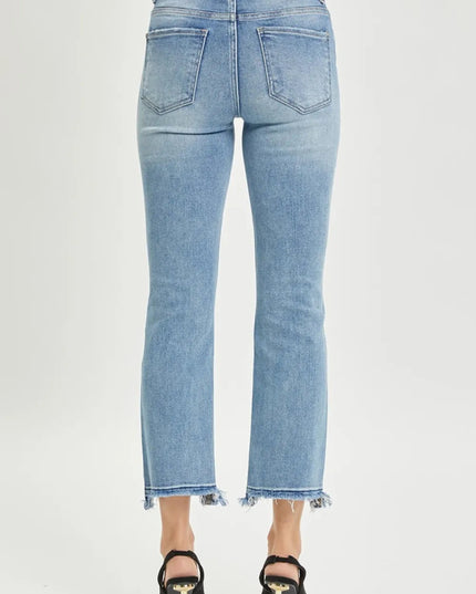 RISEN Full Size High Rise Distressed Cropped Straight Jeans - THE AMERICAN BLUE
