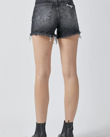 RISEN Full Size High Rise Distressed Denim Shorts - THE AMERICAN BLUE