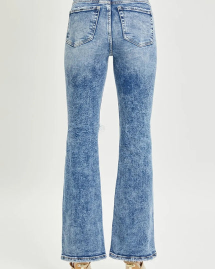 RISEN Full Size High Rise Distressed Flare Jeans - THE AMERICAN BLUE