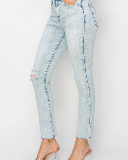 Risen Full Size High Rise Distressed Skinny Jeans - THE AMERICAN BLUE
