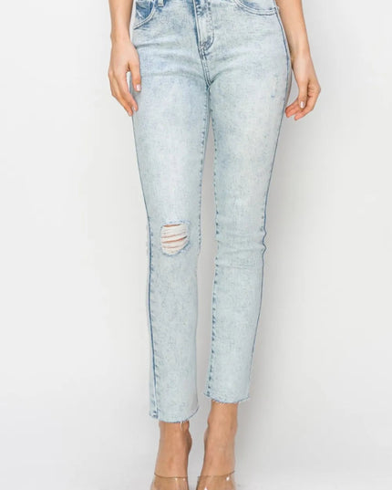 Risen Full Size High Rise Distressed Skinny Jeans - THE AMERICAN BLUE