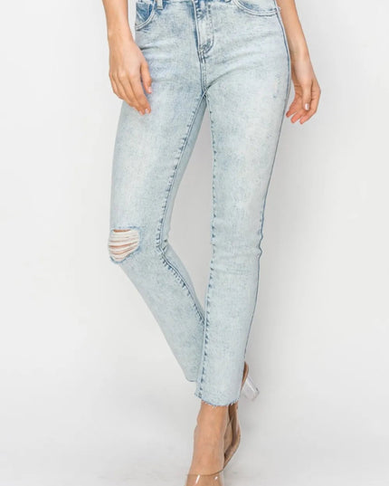 Risen Full Size High Rise Distressed Skinny Jeans - THE AMERICAN BLUE