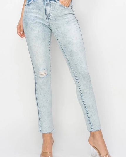 Risen Full Size High Rise Distressed Skinny Jeans - THE AMERICAN BLUE