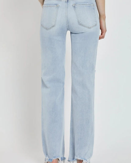 RISEN Full Size High Rise Distressed Wide Leg Jeans - THE AMERICAN BLUE