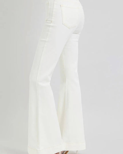 RISEN Full Size High Rise Front Patch Pocket Flare Jeans - THE AMERICAN BLUE