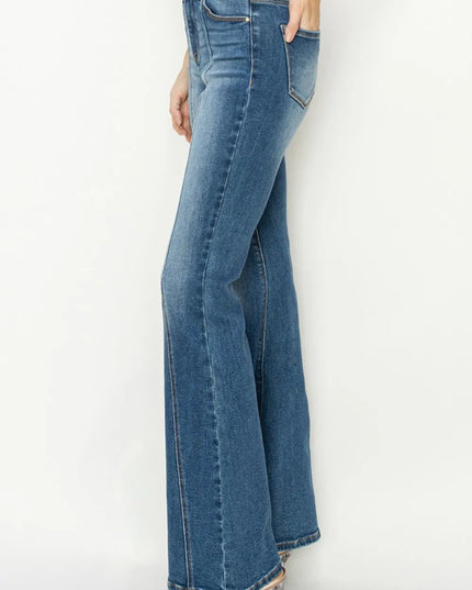 RISEN Full Size High Rise Front Seam Detailed Flare Jeans - THE AMERICAN BLUE