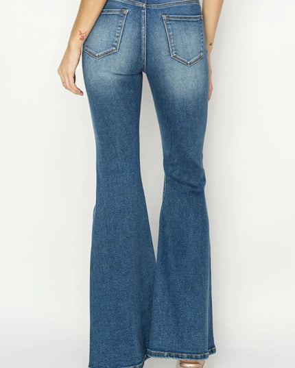 RISEN Full Size High Rise Front Seam Detailed Flare Jeans - THE AMERICAN BLUE