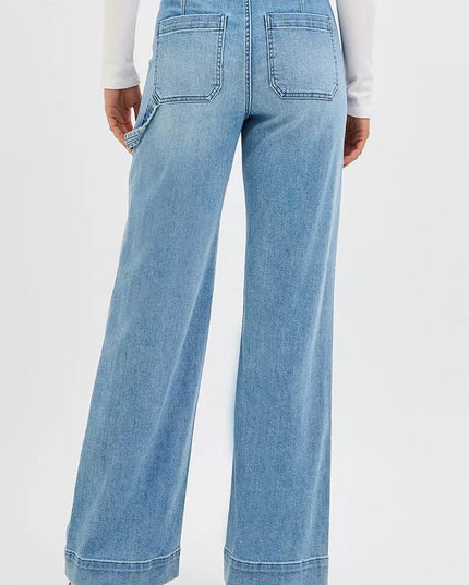 RISEN Full Size High Rise Straight Leg Jeans with Front Pockets Plus Size - THE AMERICAN BLUE