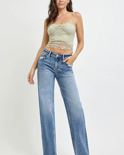 RISEN Full Size High Rise Straight Leg Jeans with Pockets - THE AMERICAN BLUE