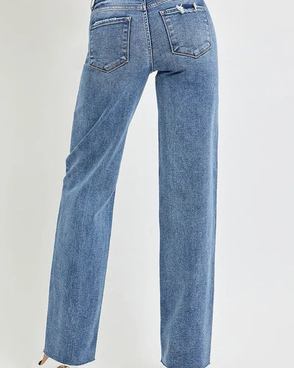 RISEN Full Size High Rise Straight Leg Jeans with Pockets - THE AMERICAN BLUE