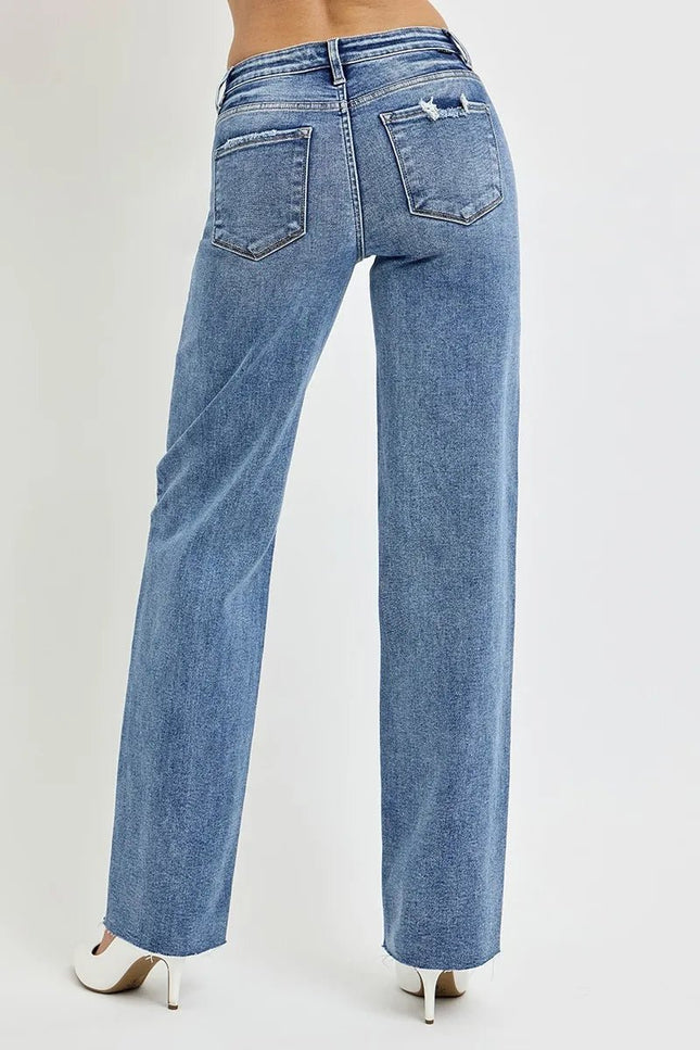 RISEN Full Size High Rise Straight Leg Jeans with Pockets - THE AMERICAN BLUE