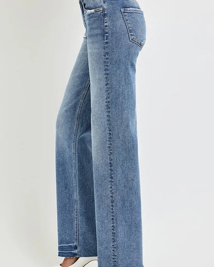 RISEN Full Size High Rise Straight Leg Jeans with Pockets - THE AMERICAN BLUE