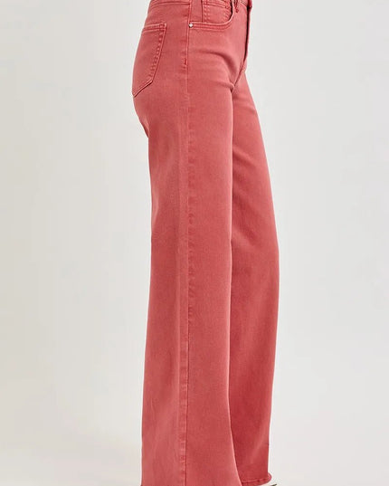RISEN Full Size High Rise Tummy Control Wide Leg Jeans - THE AMERICAN BLUE