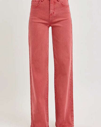RISEN Full Size High Rise Tummy Control Wide Leg Jeans - THE AMERICAN BLUE
